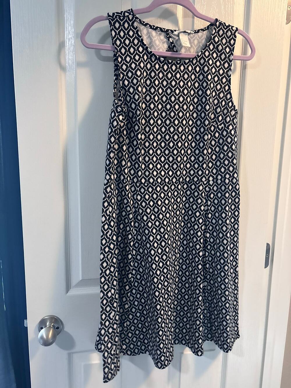 H&M Triangle Print Fit & Flare Mini Dress Size XL Geometric Open Back Pop Art